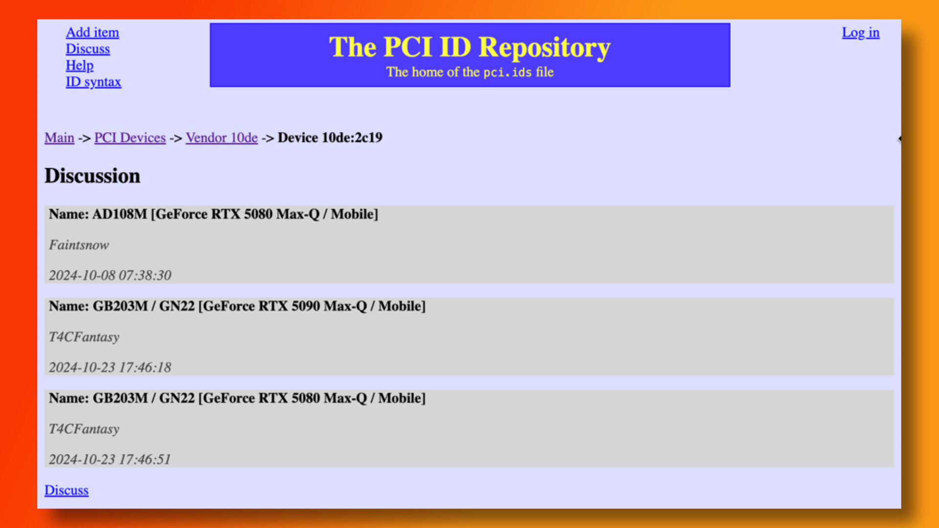 nvidia-rtx-5080-laptop-pci-depo girişi PCI ID deposunda potansiyel bir RTX 5080 girişi