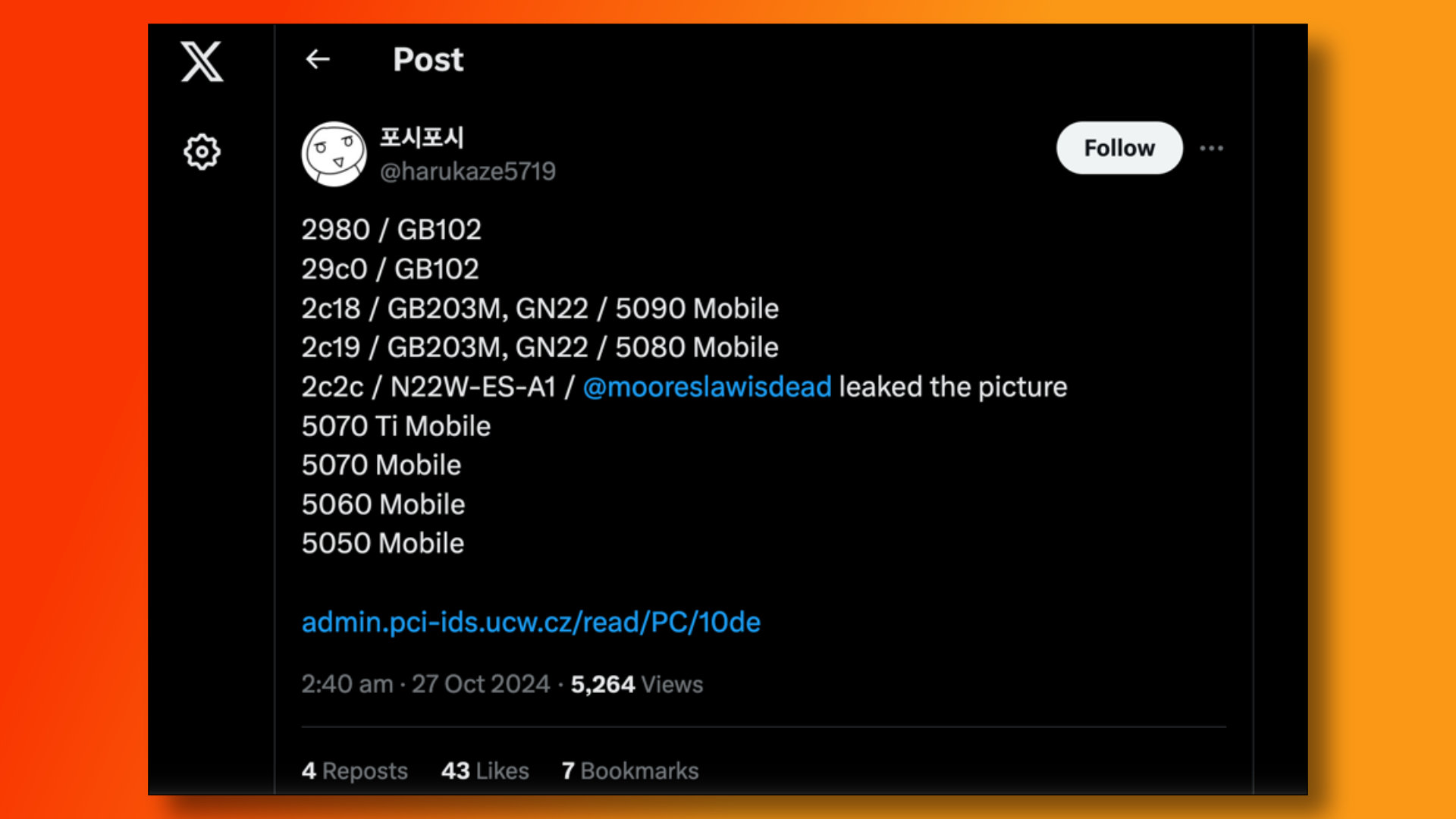 nvidia-rtx-50-serisi-sızıntı-harukaze5719 Twitter/X sızıntısını yapan Harukaze5719'un RTX 50 serisi dizüstü bilgisayar GPU'larıyla ilgili ayrıntıları içeren tweet'i