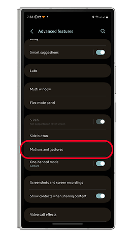 Samsung telefondaki ayarların ekran görüntüsü