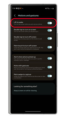 Samsung telefondaki ayarların ekran görüntüsü