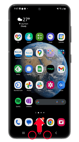 Bir Samsung telefondaki ana sayfanın ekran görüntüsü