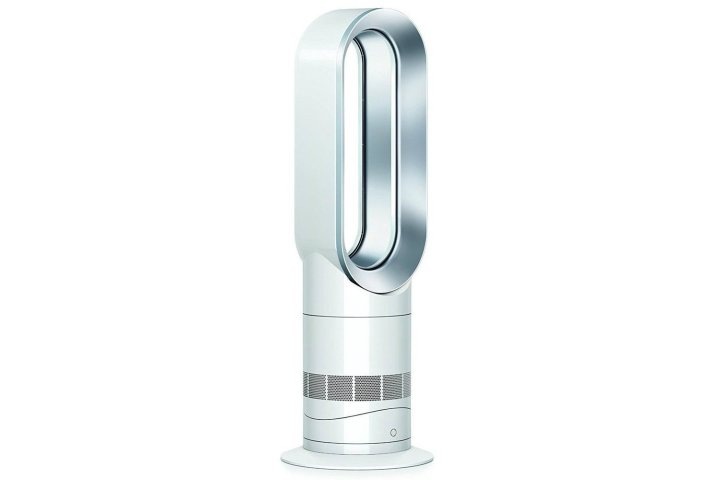 Beyaz arka planda Dyson Hot+Cool AM09 Jet Focus ısıtıcı ve fan.