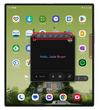 Samsung Galaxy Z Fold 6'daki açılır penceredeki Gemini uygulamasının ekran görüntüsü