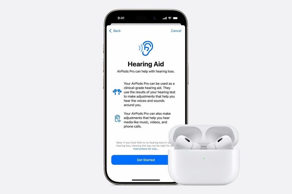 Apple Airpods Pro 2 için işitme cihazı özelliklerinin ekran görüntüsü