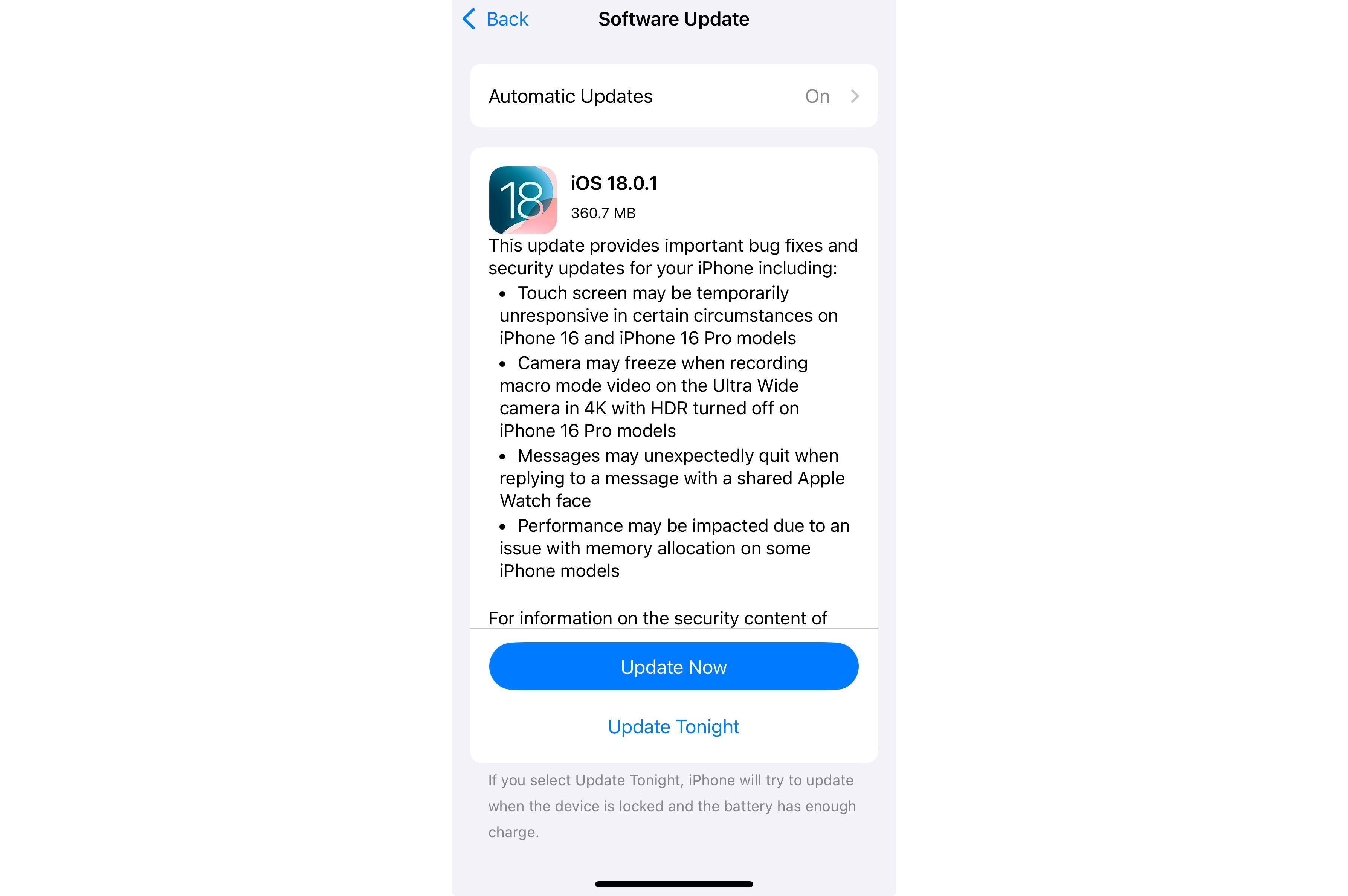 iOS 18.0.1