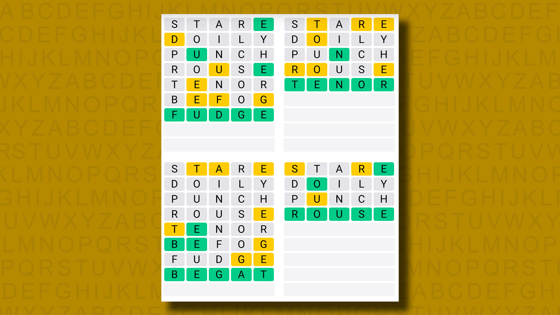 Sarı arka planda 986 numaralı oyunun Quordle yanıtları