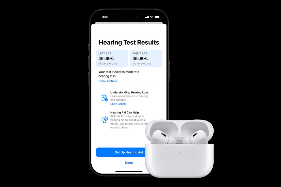 Apple Airpods Pro 2'nin İşitme Testi ekranının ekran görüntüsü