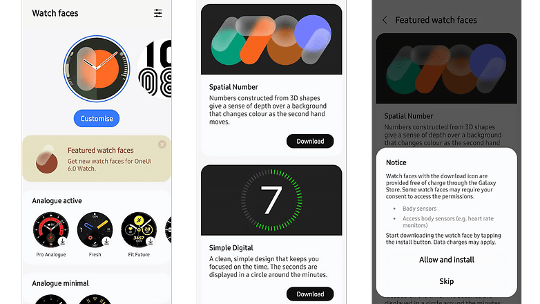 Galaxy One UI 6 Watch'un Yeni Saat Yüzleri