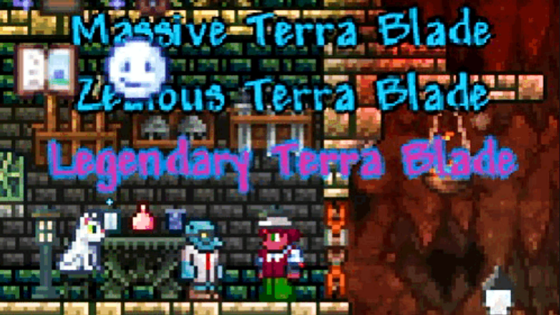 Terraria 1.4.5 spoyleri - Bir oyuncu, Goblin Tinkerer'daki eşyaları, Efsanevi Terra Blade'in belirgin bir şekilde yanıp sönmesiyle yeniden yuvarlıyor.