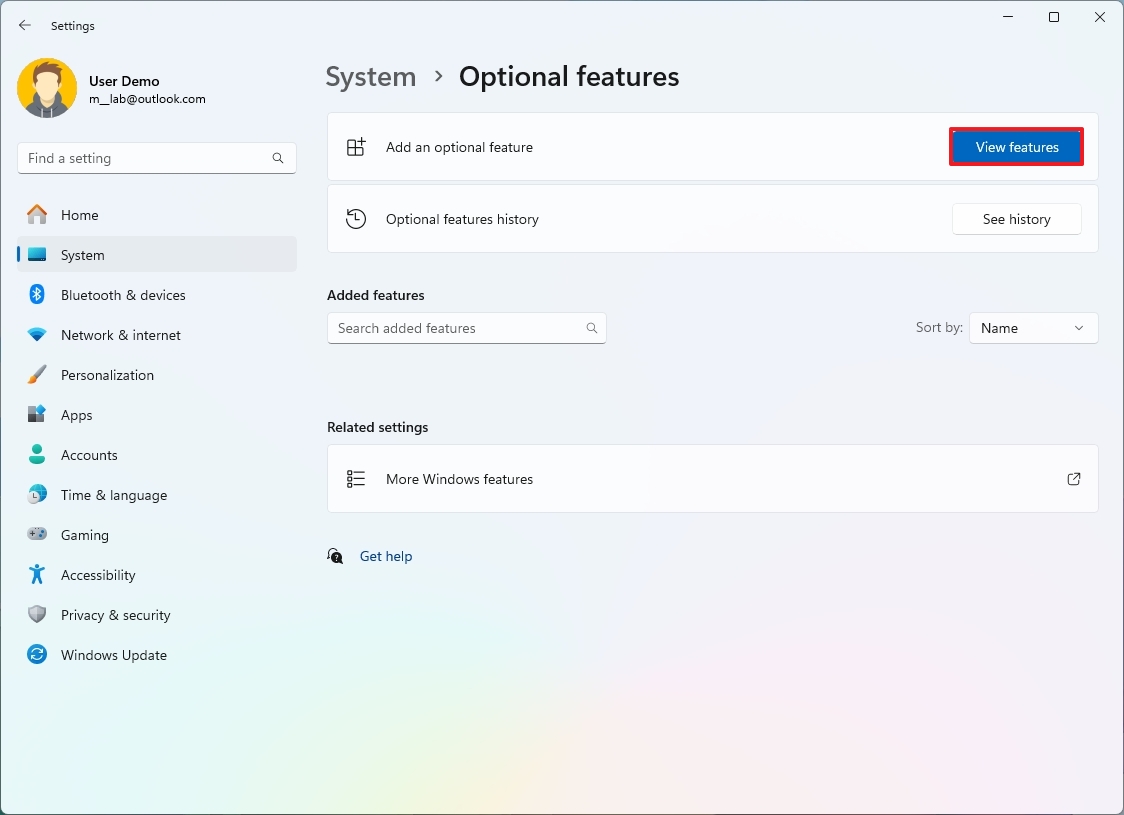 Windows 11 isteğe bağlı özellikler görüntüleme seçeneği