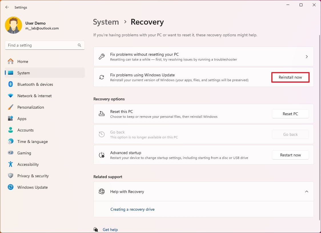 Windows Update'i kullanarak sorunları düzeltme