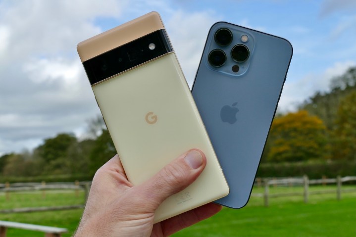 Pixel 6 Pro ve iPhone 13 Pro elinizde.