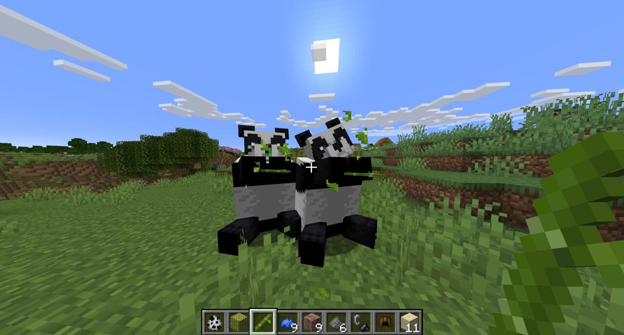 Pandalar Minecraft'ta bambu keyfi yapıyor