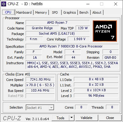 AMD Ryzen 7 9800X3D için 6,9 GHz sınır değil: en yeni (ve çok popüler) oyun işlemcisi 7,24 GHz'e hız aşırtıldı