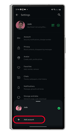 Kullanıcı profili ve seçeneklerin yer aldığı WhatsApp ayarları ekranı.
