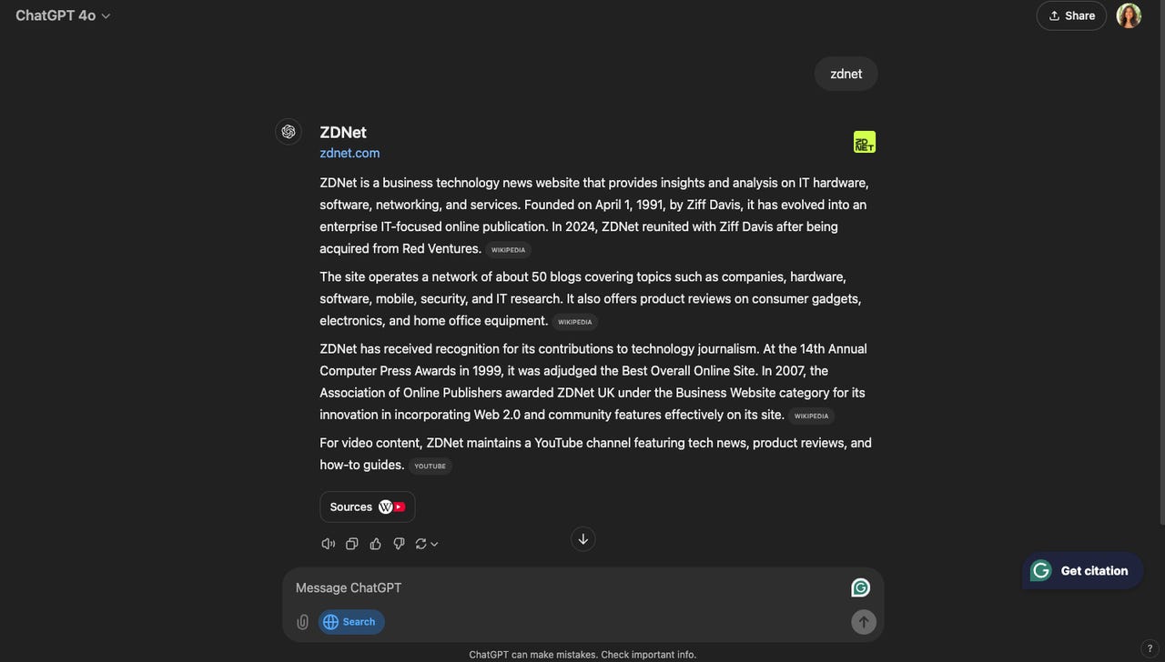 ChatGPT ZDNET arama sonuçları