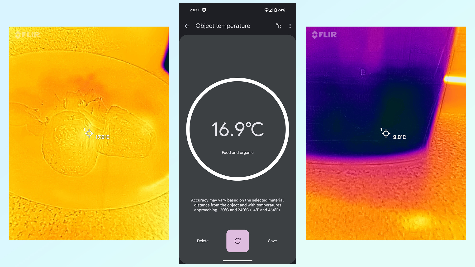 google piksel 9 pro sıcaklık uygulaması vs flir termal kamera