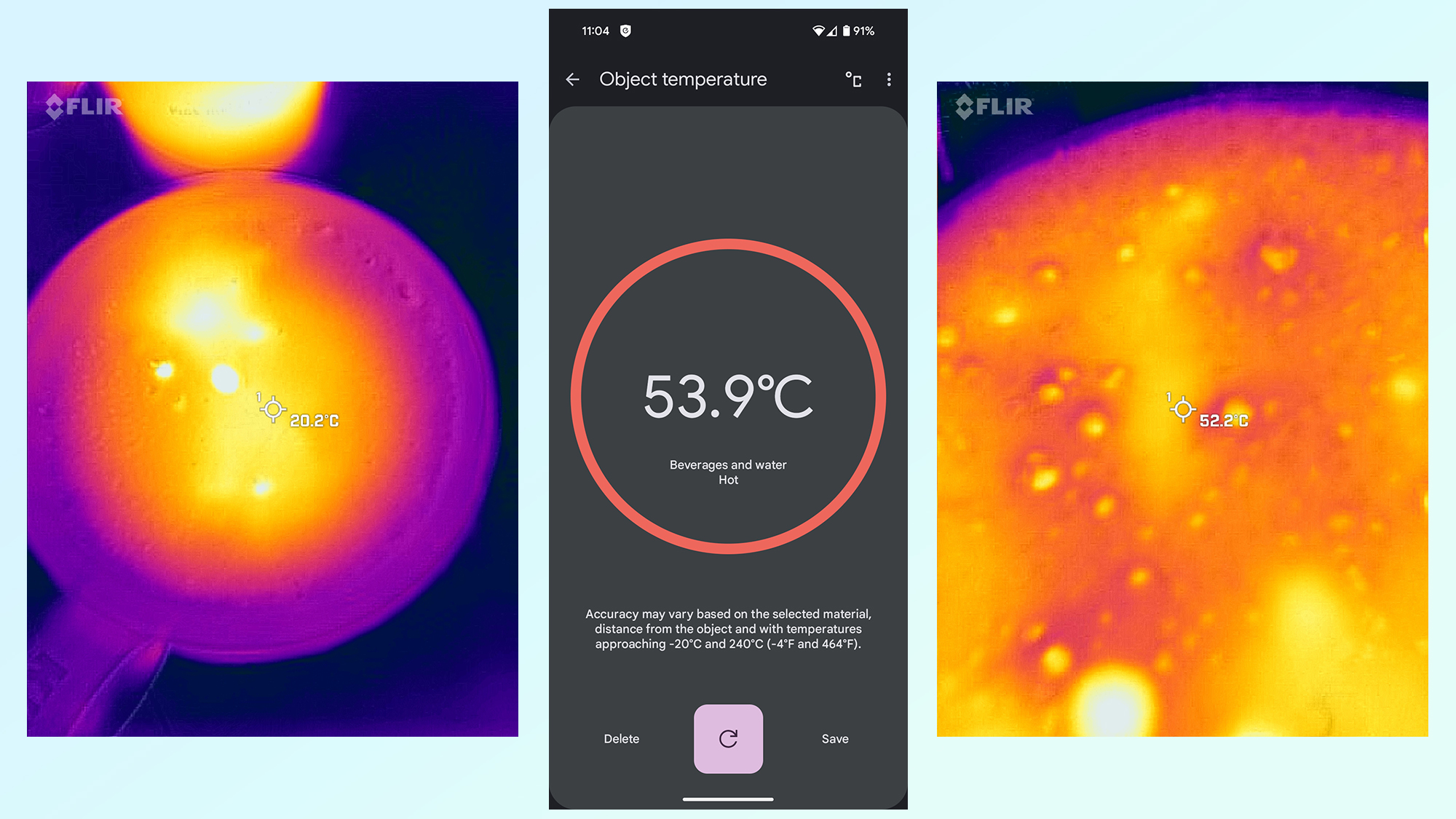 google piksel 9 pro sıcaklık uygulaması vs flir termal kamera