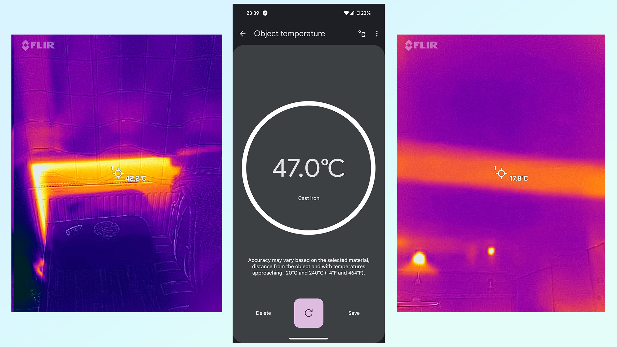 google piksel 9 pro sıcaklık uygulaması vs flir termal kamera