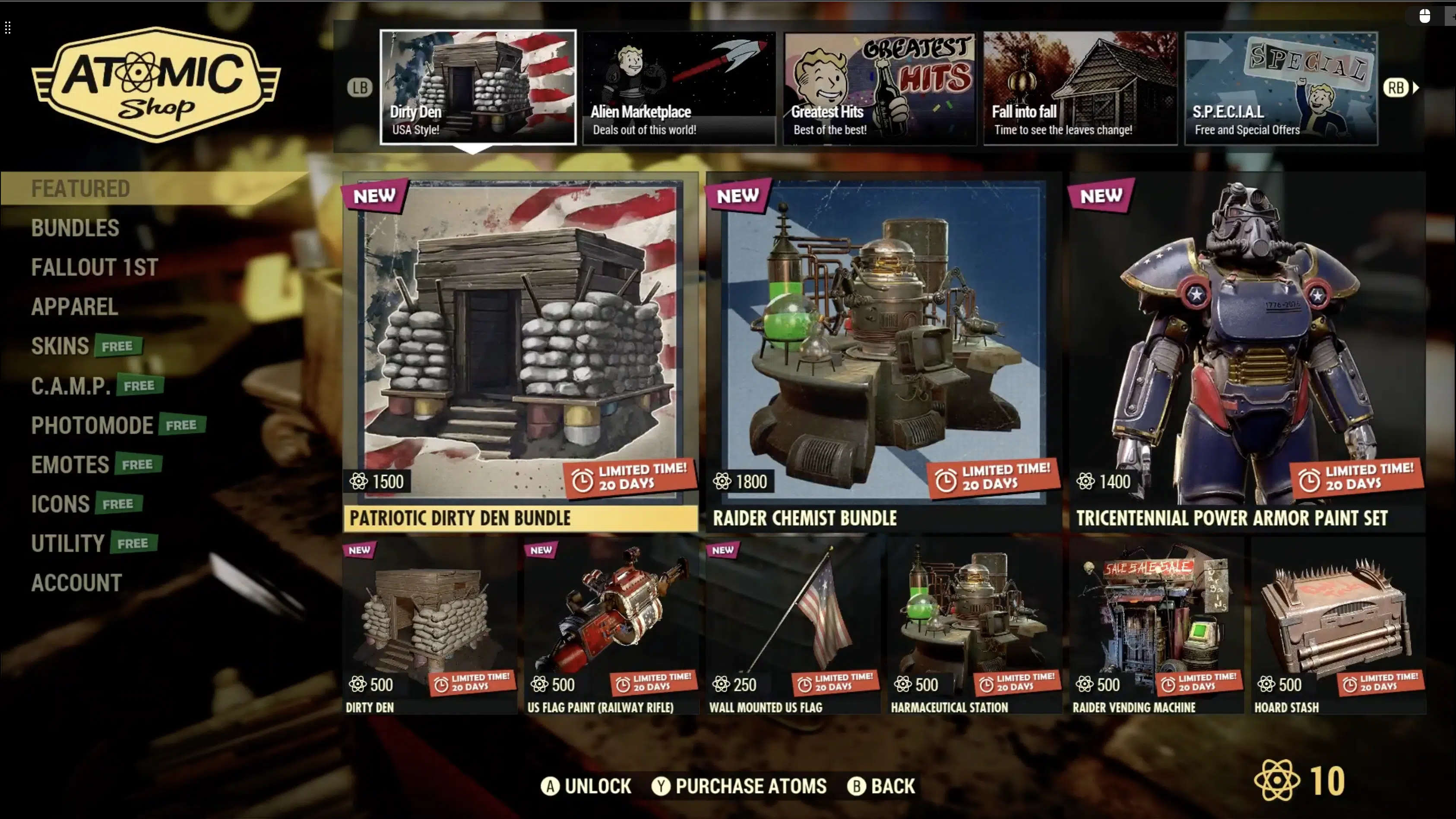 Fallout 76 Atom Mağazası 19 Kasım