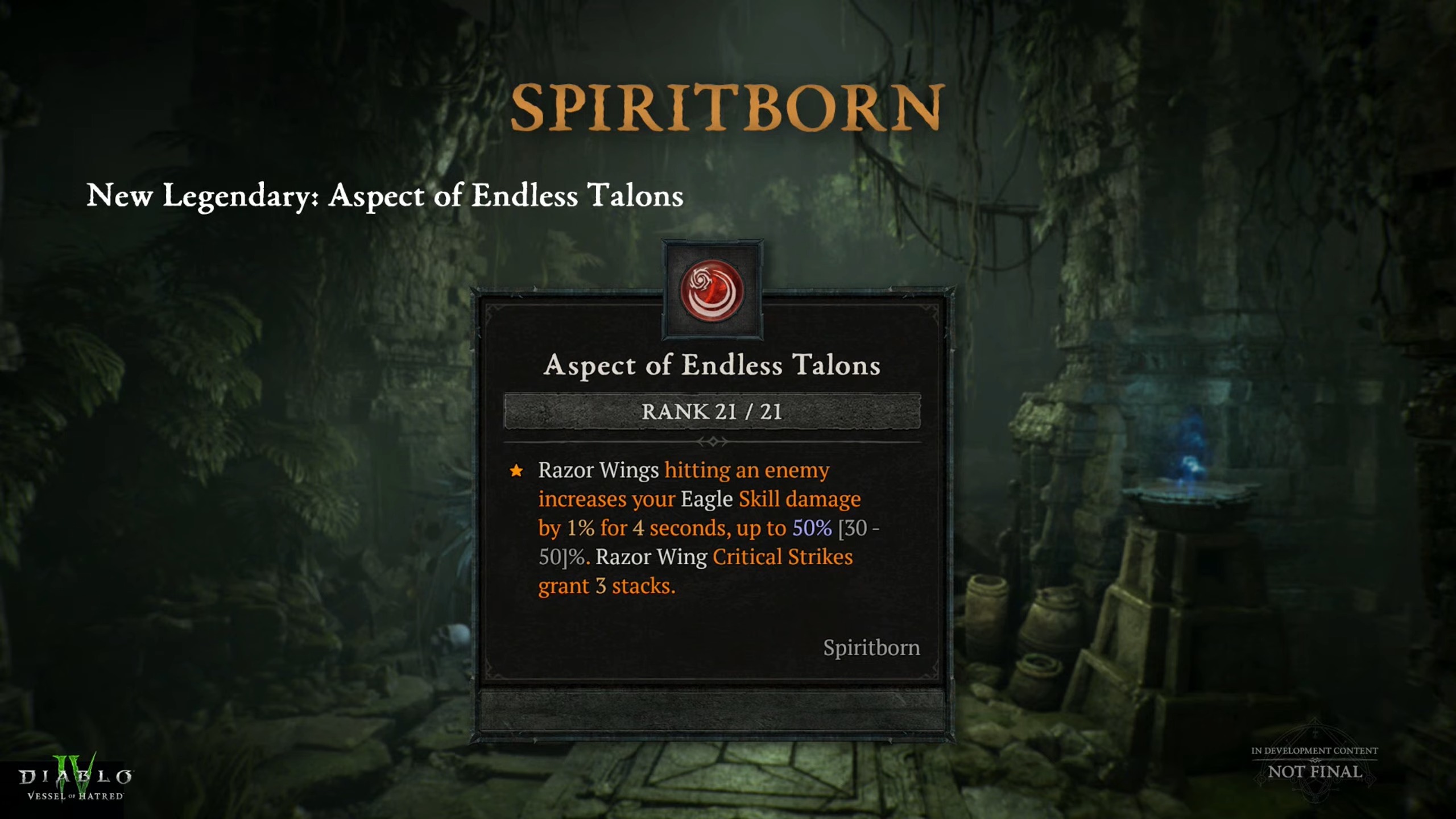 Diablo 4 kamp ateşinden geliştiriciler tarafından Spiritborn sınıfındaki değişiklikleri ayrıntılarıyla gösteren slaytlar