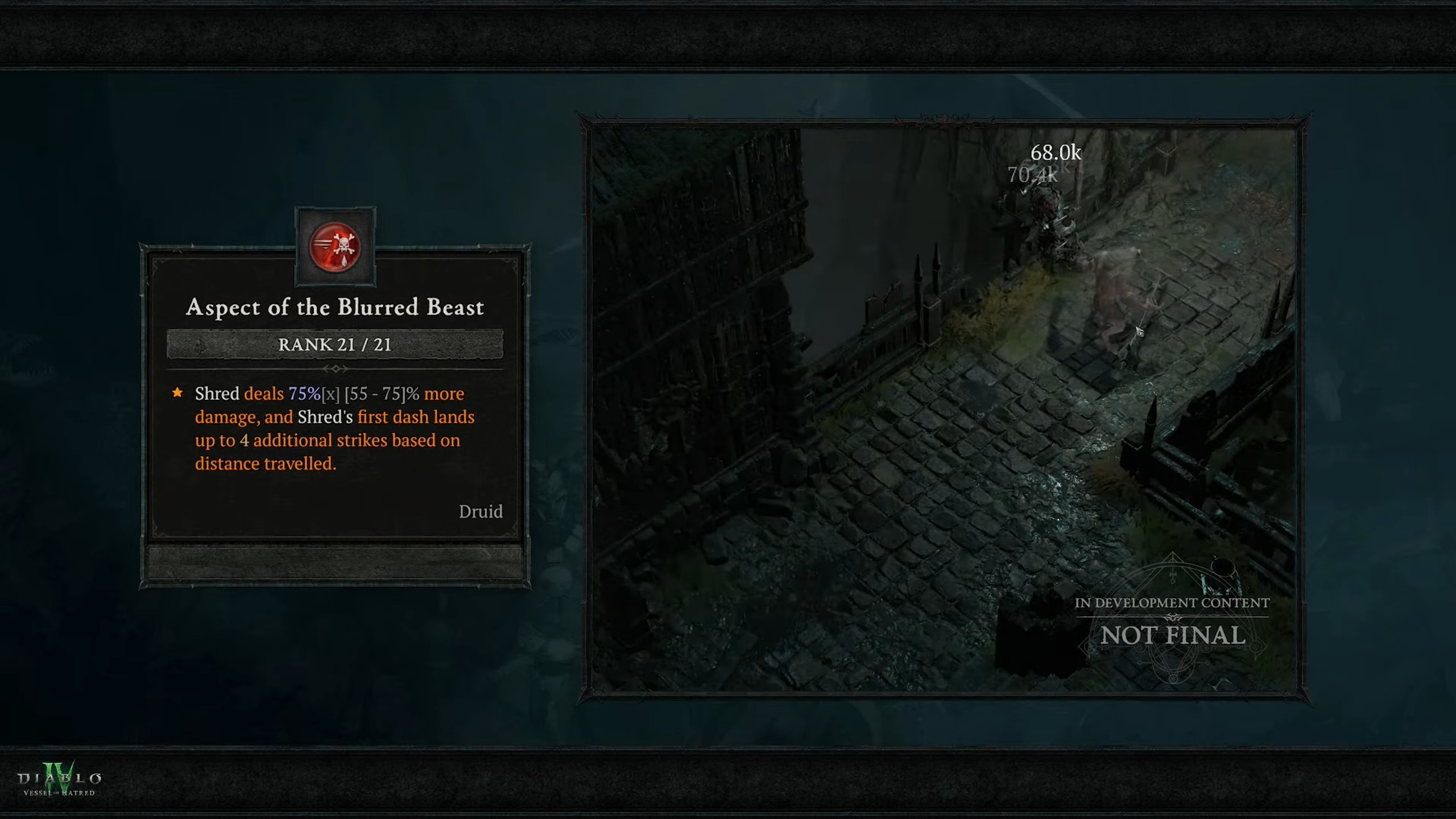 Diablo 4'teki Druid sınıfındaki değişiklikleri gösteren slaytlar