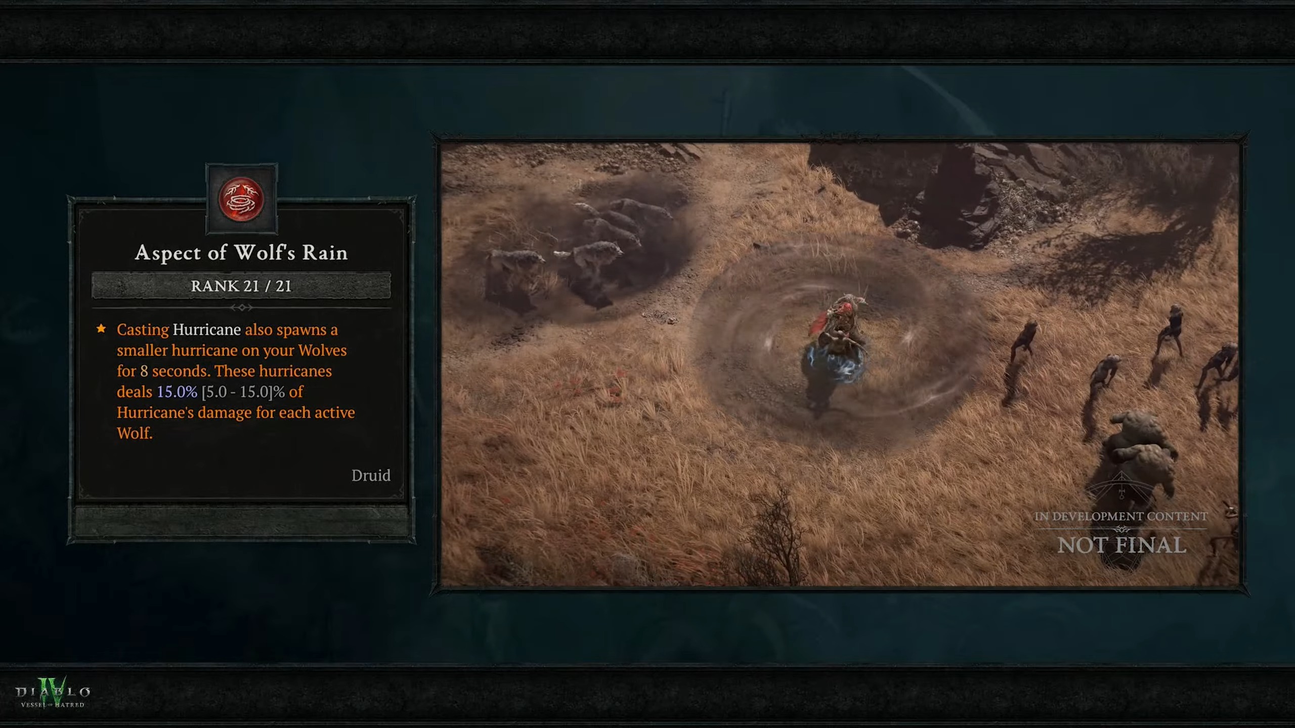 Diablo 4'teki Druid sınıfındaki değişiklikleri gösteren slaytlar
