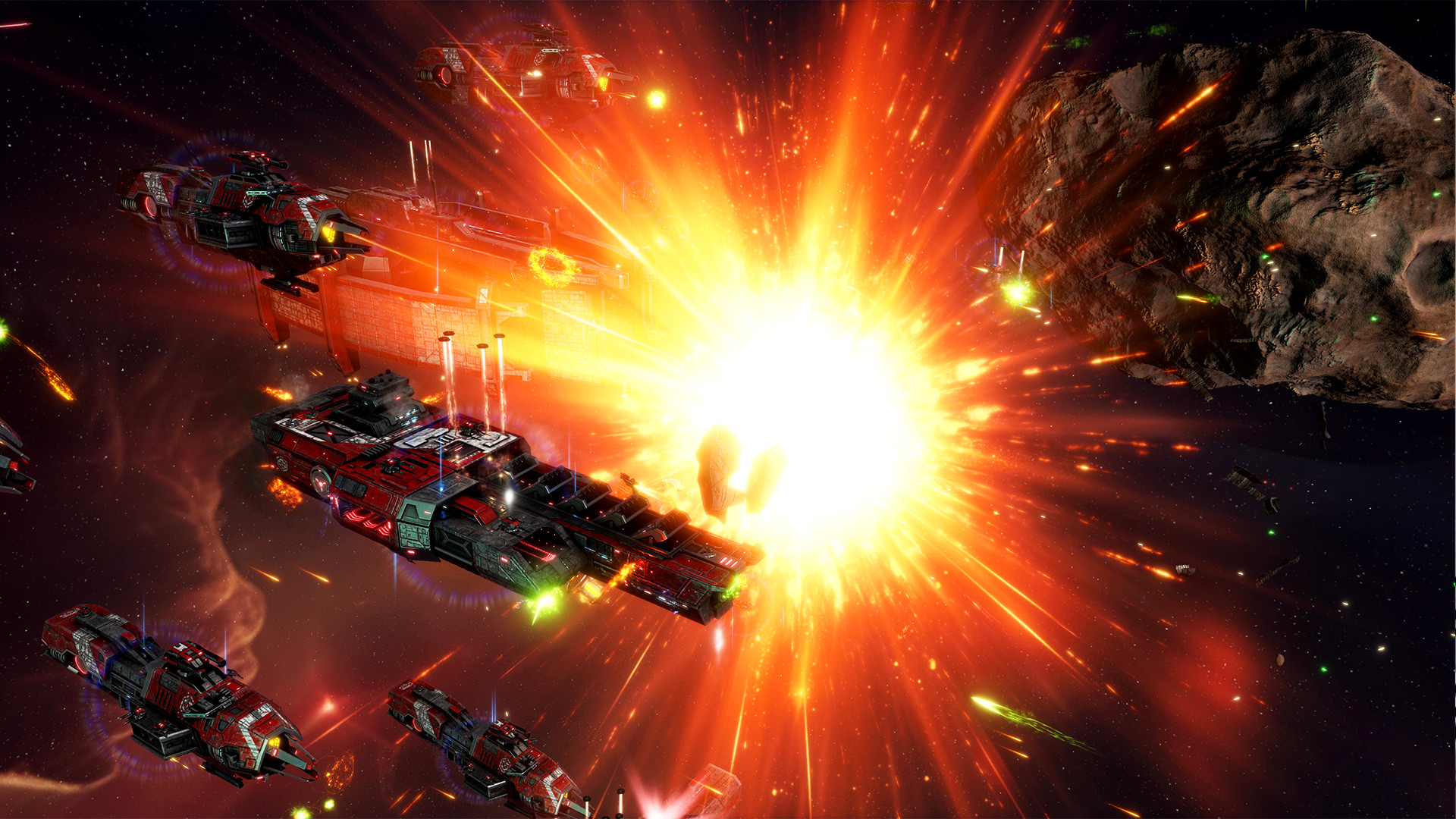 bir-güneş-imparatorluğunun-günahları-2-güncelleme-1-3-yeni-yıldız-savaş-enkaz Sins of a Solar Empire 2 – Büyük bir uzay gemisi bir filonun ortasında patlar.