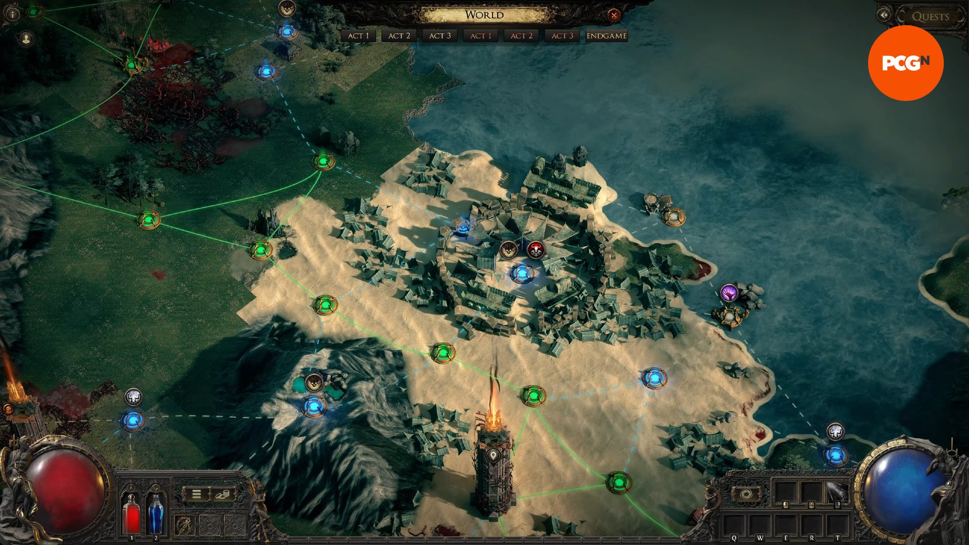 sürgün yolu-2-erken erişim-röportajı-atlas-haritası-oyunsonu Path of Exile 2 Atlas - PoE 2 oyun sonu ilerlemesi için kullanılan yeni görünümlü dünya haritası.