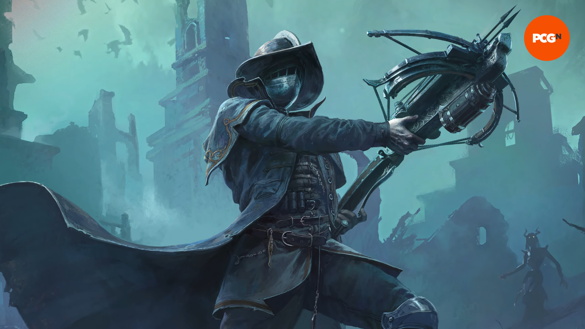 sürgün yolu-2-erken erişim-röportajı-paralı-cadı-avcısı Path of Exile 2 Paralı Cadı Avcısı - Zırhlı ve uçuşan siyah pelerinli bir figür, ağır bir tatar yayı kullanıyor.