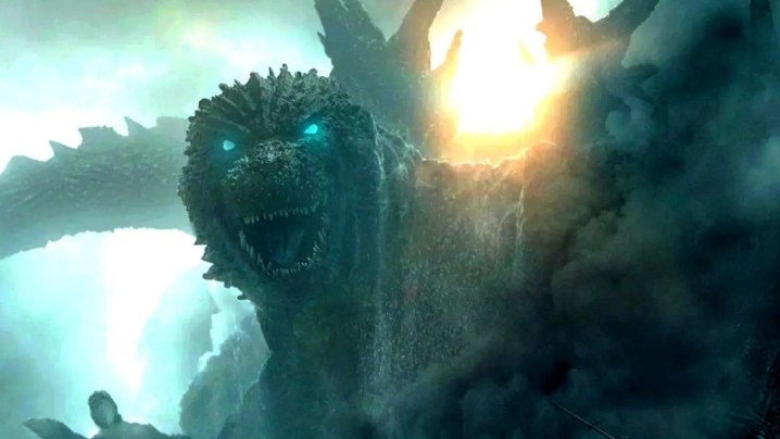 Godzilla'nın gözleri Godzilla Eksi Bir'de mavi parlıyor.
