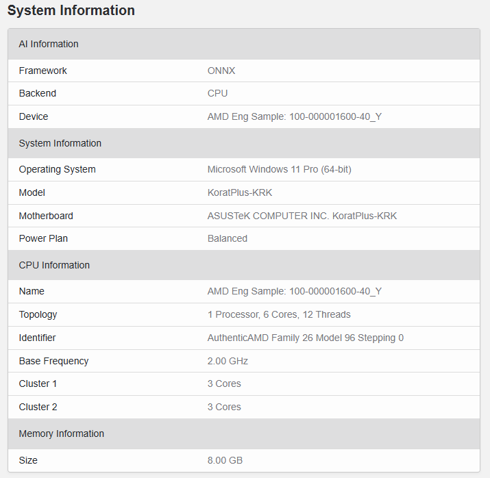 Geekbench'te AMD Krackan Point 6 çekirdekli APU