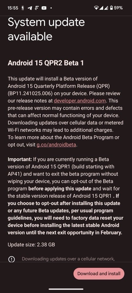 Pixel 6 Pro'da Android 15 QPR2 Beta 1 kurulumu | Resim kredisi — PhoneArena - Android 15 QPR2 Beta 1 artık uygun Google Pixel telefonlarda mevcut