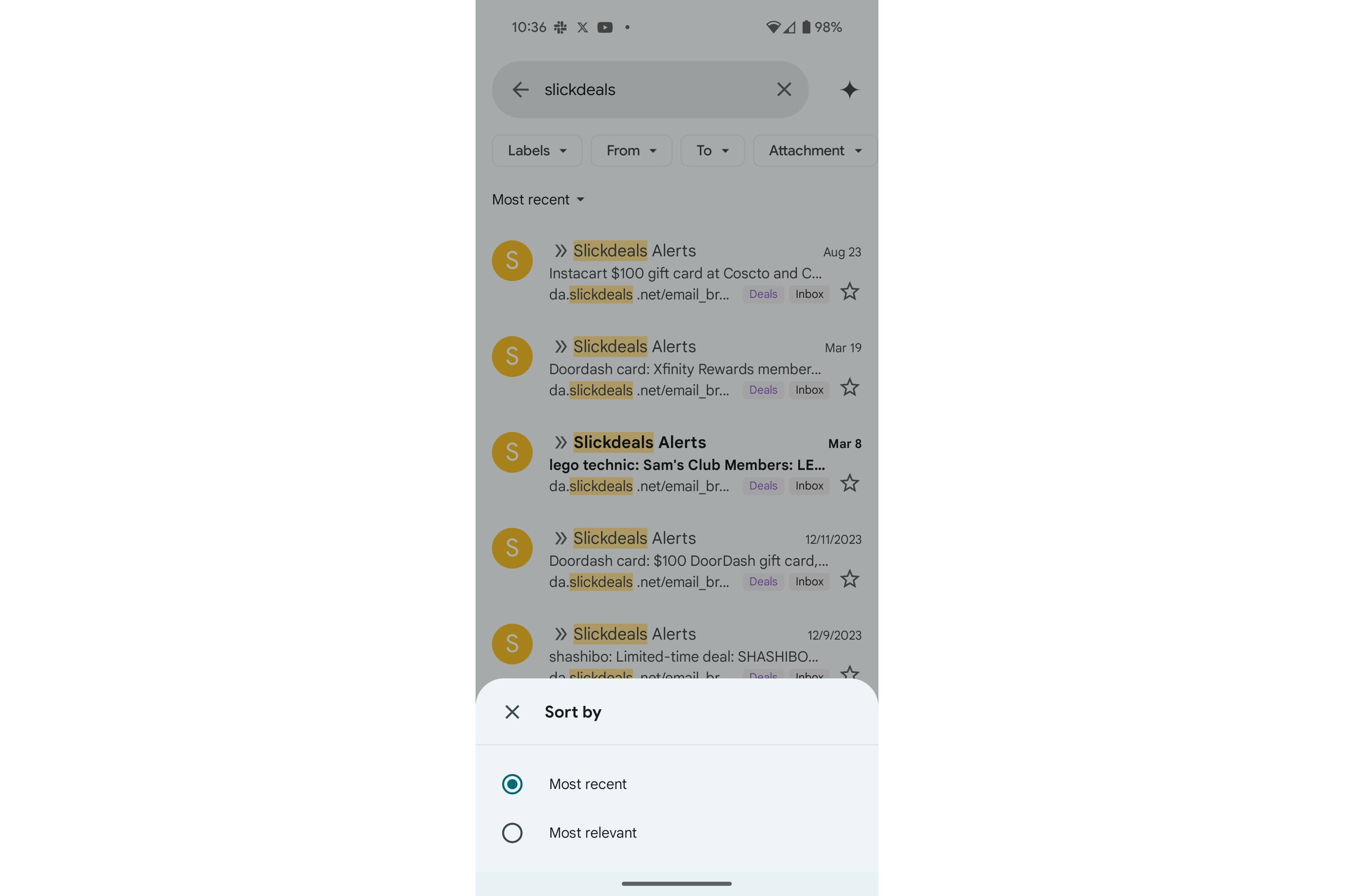 Gmail sıralama filtresi