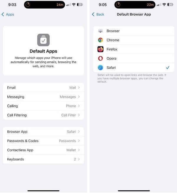İOS 18.2'de iPhone kullanıcıları varsayılan uygulamalarını hızlı bir şekilde değiştirebilecek. | Resim kredisi-PhoneArena - Artık iOS 18.2 beta'da, yakında kararlı iOS 18.2'de ise iPhone'unuzdaki varsayılan uygulamaları hızla ayarlayabilirsiniz