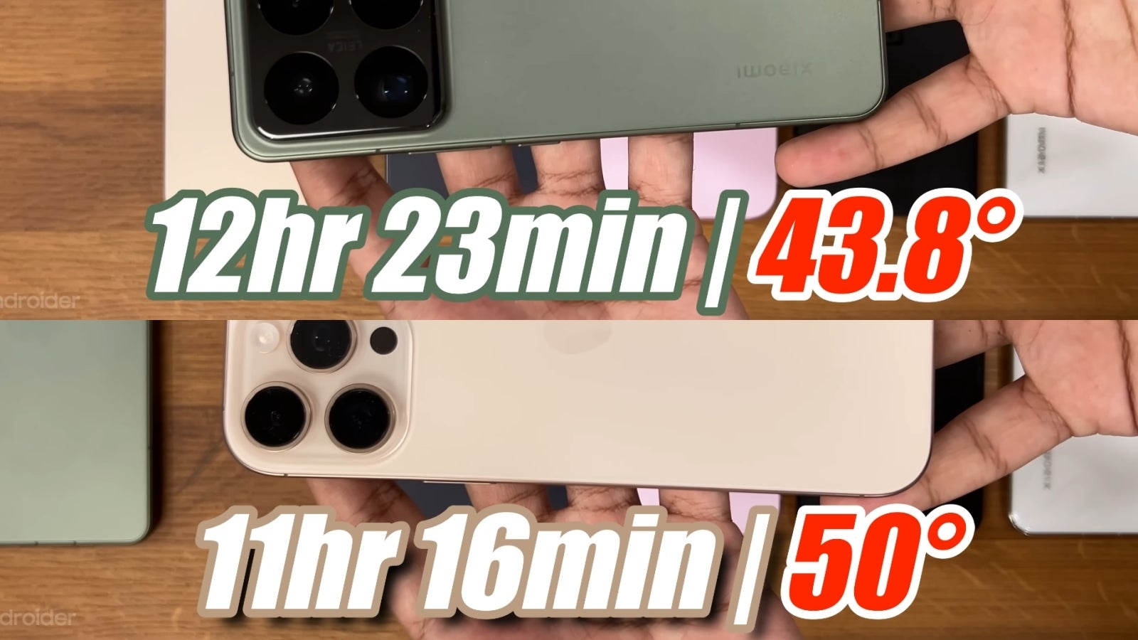 Xiaomi 15 Pro ve iPhone 16 Pro Max pil boşaltma testi.