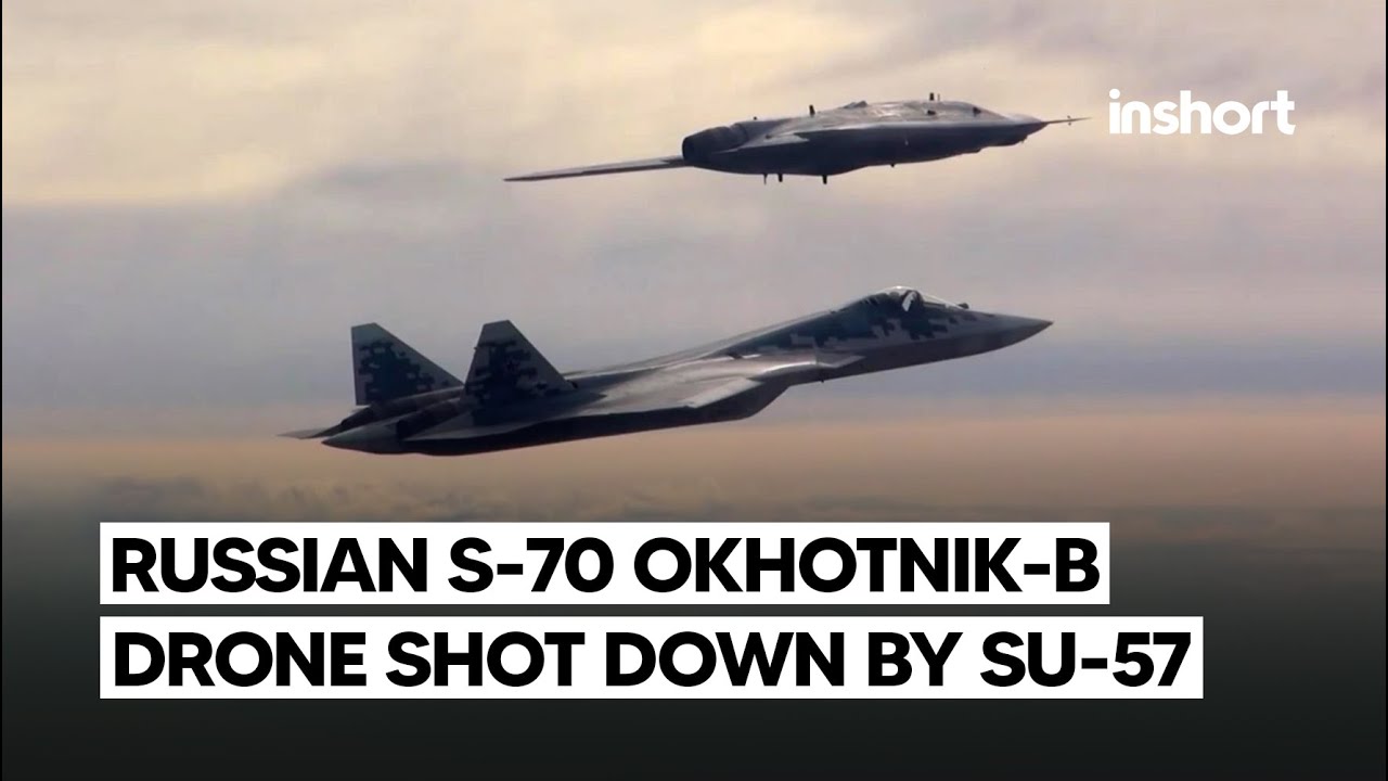 Rus Sukhoi S-70 Okhotnik-B Drone, Kontrolü Kaybettikten Sonra Su-57 Tarafından Düşürüldü | Kısaca - YouTube