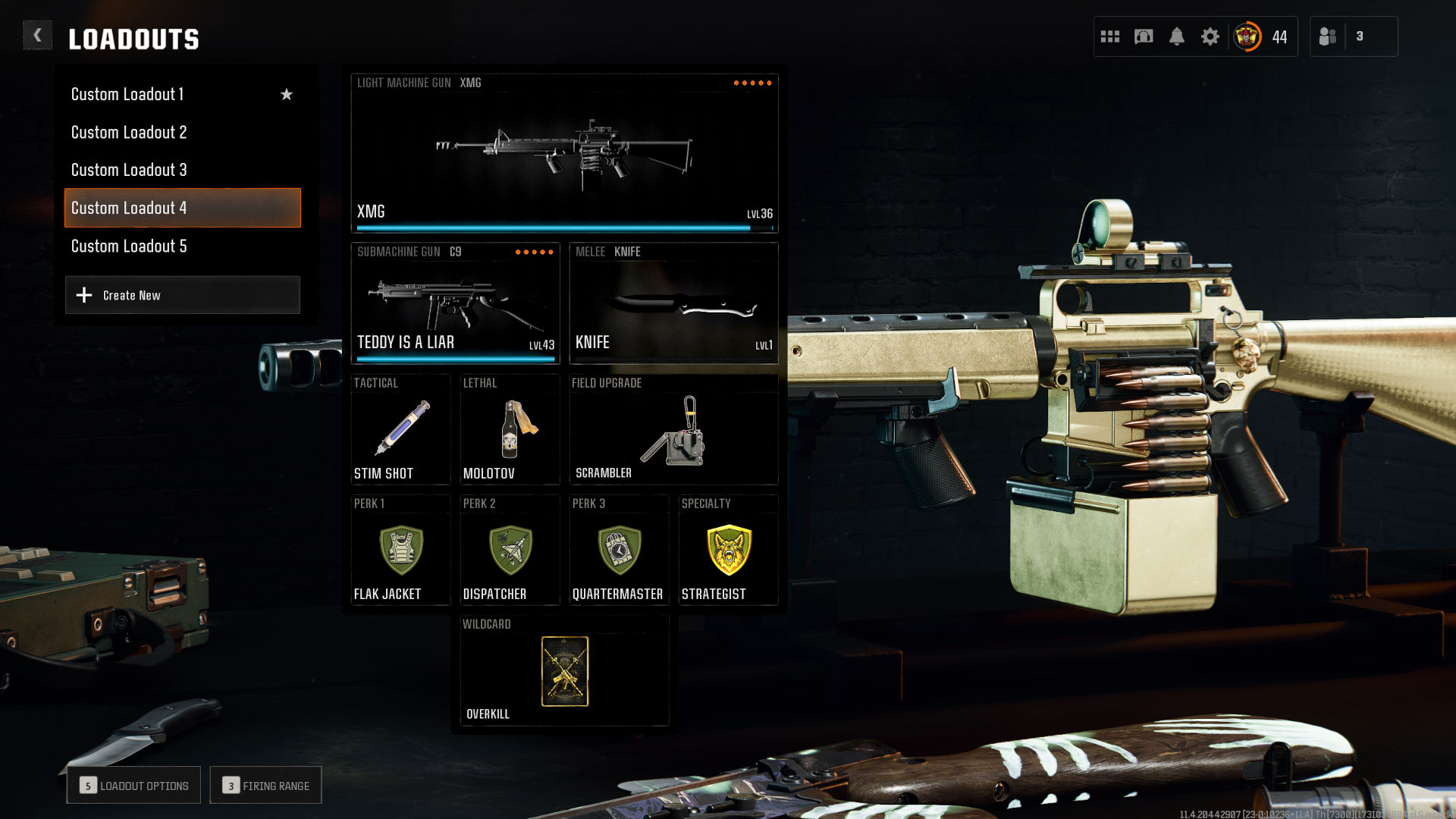 Black Ops 6'daki XMG ve Teddy'yi birleştiren ekipman, C9'un üç yeşil özelliğin ve Stratejist'in etkinleştirildiği bir Yalancı versiyonudur.