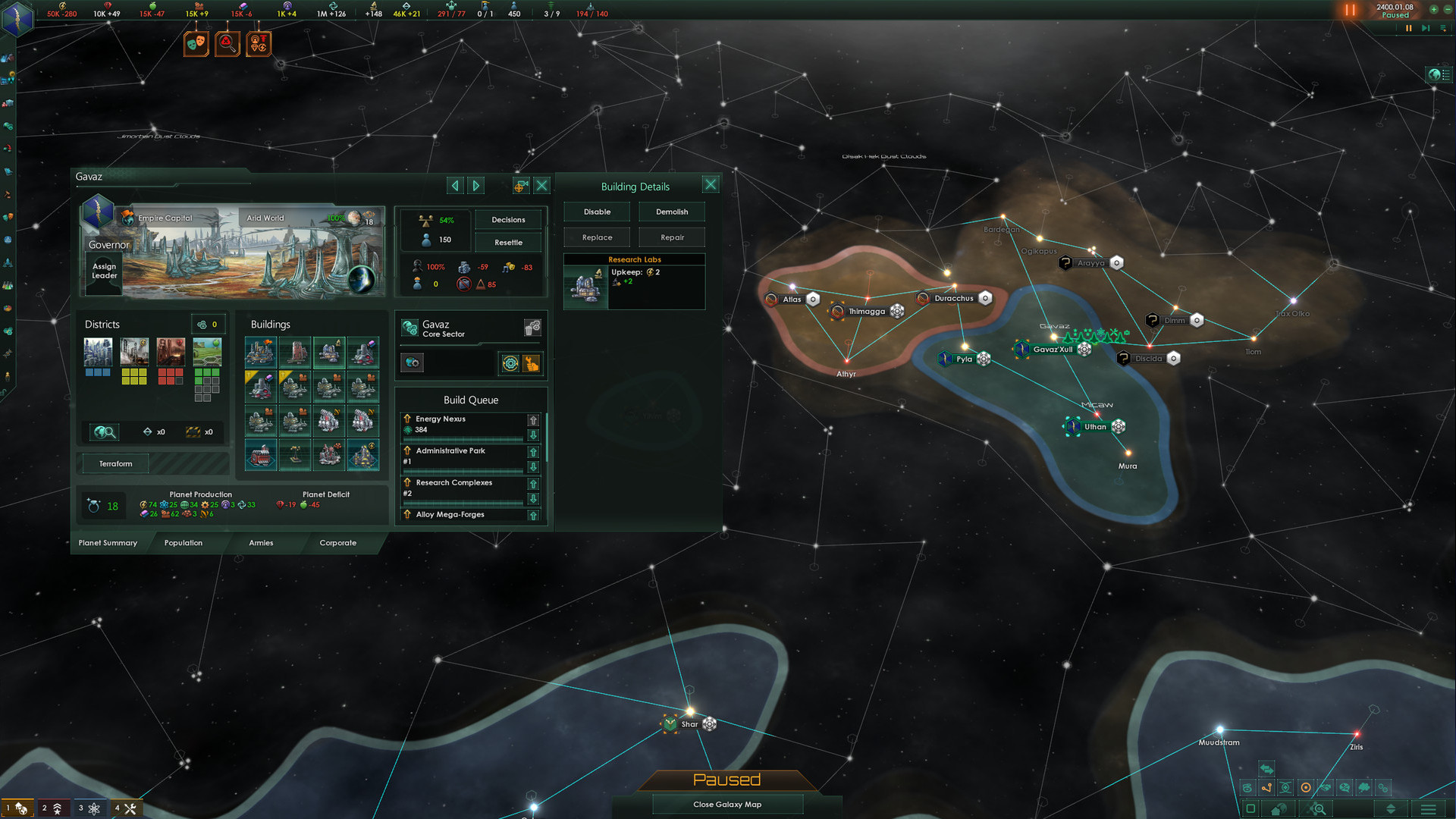 Stellaris güncellemeleri - Oyuncu, uzay 4X oyununda binaları yönetir.