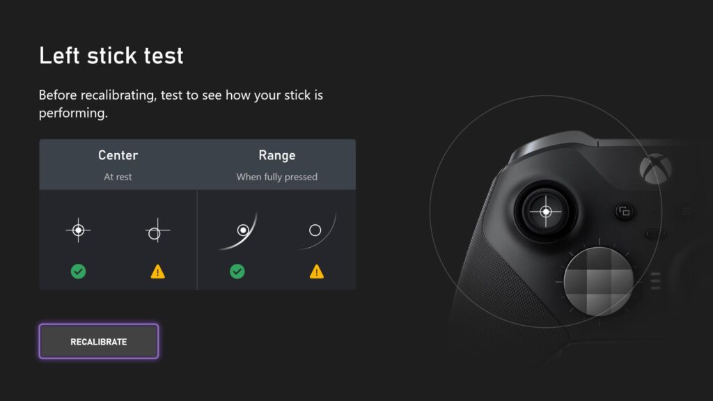 Xbox aksesuarları uygulamasından, Xbox kumandasındaki ayarları değiştirme yeteneğini gösteren ekran görüntüleri