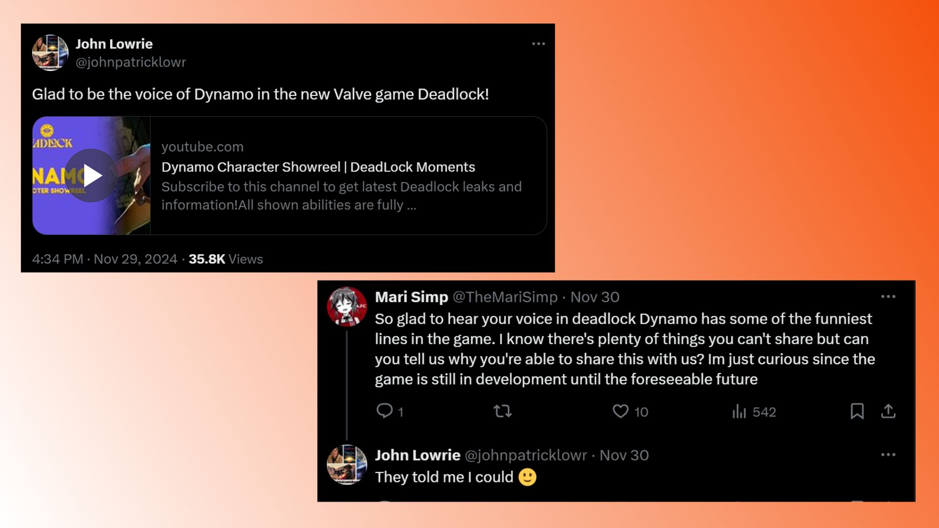 Team Fortress 2 Sniper Deadlock: Deadlock'ta olduklarını doğrulayan birkaç John Lowrie tweet'i