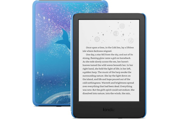 Beyaz arka planda Kindle Kids tableti.