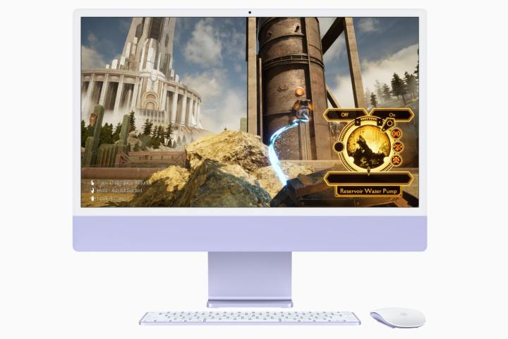 Mor bir M3 iMac üzerinde çalışan gökkubbe.