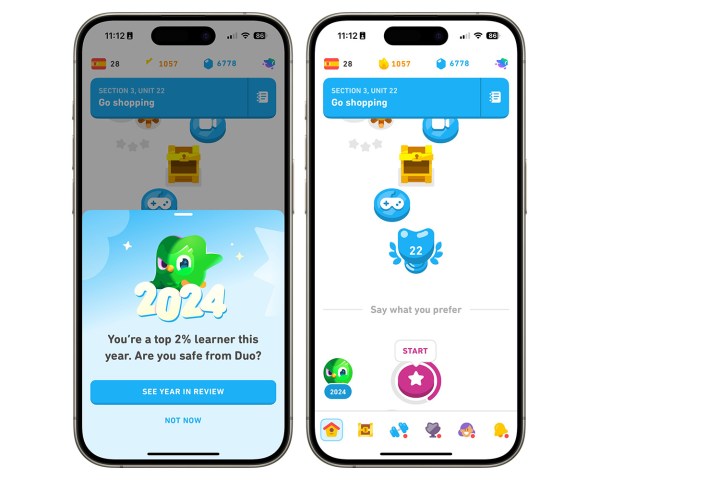 Duolingo 2024 Yılının İncelemesi özelliğini gündeme getirme adımları.