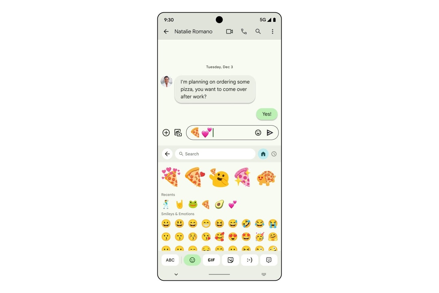 Emoji Kitchen çıkartmalarının ekran görüntüsü