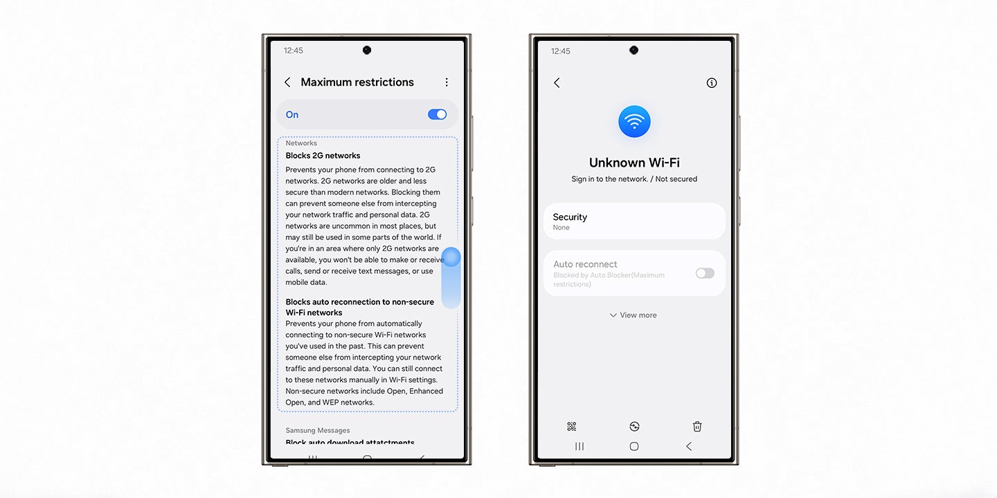 Maksimum Kısıtlamalar. | Image Credit - Samsung - Samsung One UI 7'nin genel beta sürümü, Galaxy telefonlara gelişmiş güvenlik korumaları getiriyor