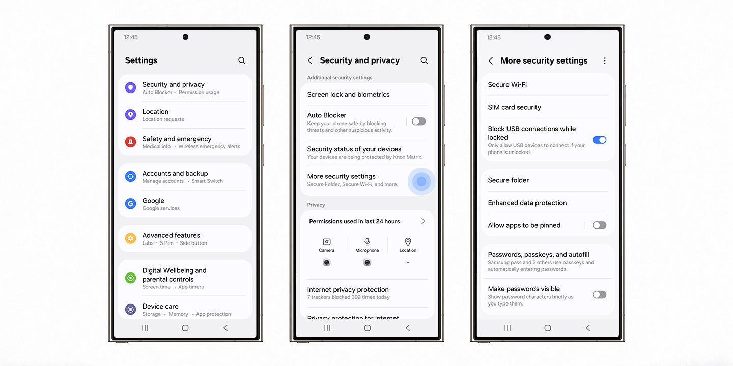 Daha fazla güvenlik ayarı. | Image Credit - Samsung - Samsung One UI 7'nin genel beta sürümü, Galaxy telefonlara gelişmiş güvenlik korumaları getiriyor