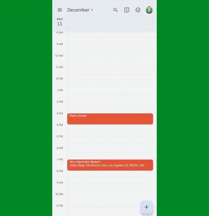 Google Takvim Android: Yeni etkinliğe iki kez dokunun