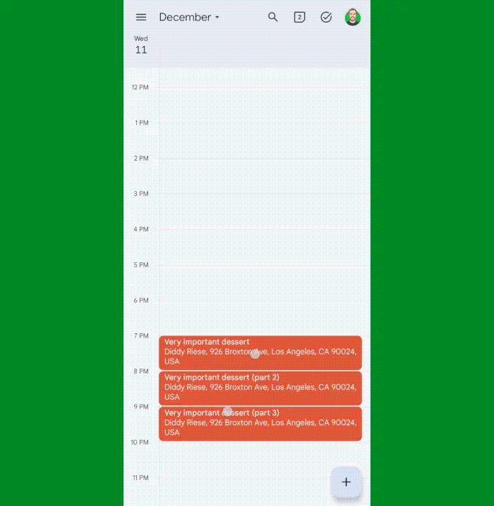 Google Takvim Android: Genişletmek için sıkıştırın
