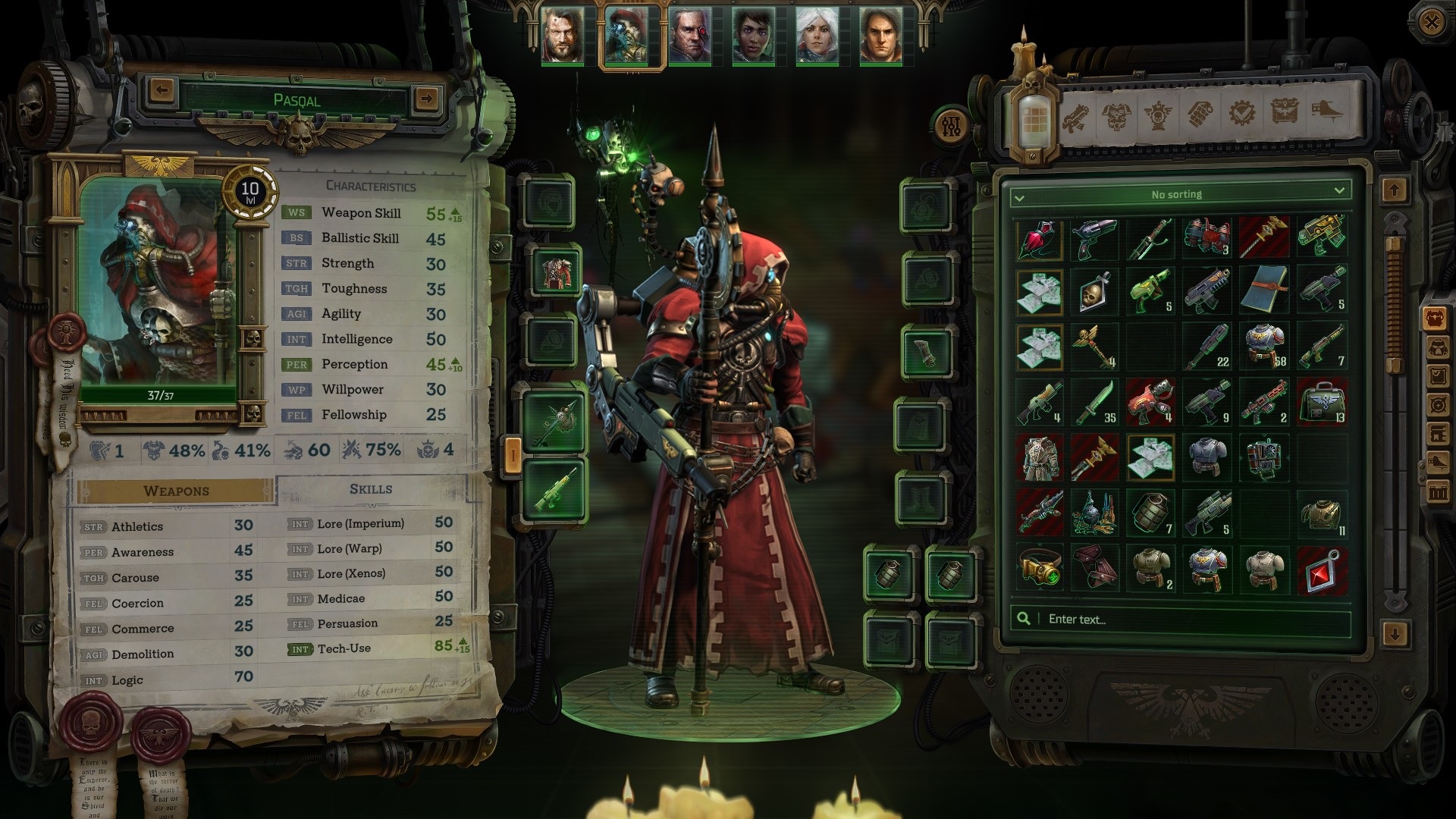 Warhammer 40.000: Rogue Trader Pasqal envanteri